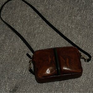 Clare V. Midi Sac Snake Embossed Leather Crossbody Bag